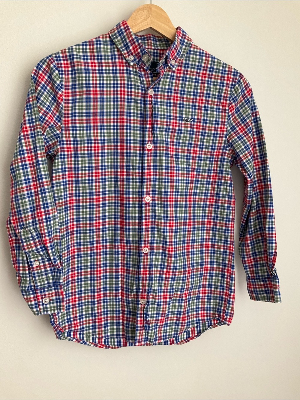 Vineyard Vines Whale Shirt 8-10 Boys Plaid Button-Down Shirt 100% cotton